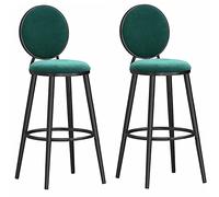 ZBZFGE Velvet Bar Stools, Counter Height Barstools with Round Back and Footrest, Bar Chairs for Pub Coffee Home Dinning Kitchen Island, 300lbs (Green-2ps,75cm)