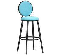 ZBZFGE Velvet Bar Stools, Counter Height Barstools with Round Back and Footrest, Bar Chairs for Pub Coffee Home Dinning Kitchen Island, 300lbs (Light Blue-1ps,75cm)