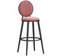 ZBZFGE Velvet Bar Stools, Counter Height Barstools with Round Back and Footrest, Bar Chairs for Pub Coffee Home Dinning Kitchen Island, 300lbs (Pink-1ps,65cm)