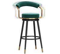 ZBZFGE Velvet Bar Stools, Counter Height Degree Swivel Bar Chairs with Back and Footrest, Kitchen Pub Coffee Home Dinning Island Barstools Chairs, 300lbs (Green-1ps,65cm)