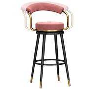 ZBZFGE Velvet Bar Stools, Counter Height Degree Swivel Bar Chairs with Back and Footrest, Kitchen Pub Coffee Home Dinning Island Barstools Chairs, 300lbs (Pink-1ps,65cm/26in)