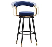 ZBZFGE Velvet Bar Stools, Counter Height Degree Swivel Bar Chairs with Back and Footrest, Kitchen Pub Coffee Home Dinning Island Barstools Chairs, 300lbs (Blue-1ps,65cm/26in)