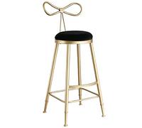 ZBZFGE Velvet Bar Stools Counter Island Height Barstools with Bow Back, Metal Legs, Upholstered Seat Kitchen Chair for Home Bar Office Dining Room (Black-1ps)