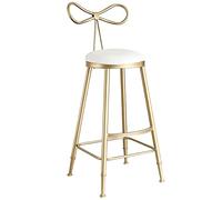 ZBZFGE Velvet Bar Stools Counter Island Height Barstools with Bow Back, Metal Legs, Upholstered Seat Kitchen Chair for Home Bar Office Dining Room (White-1ps)