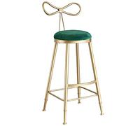 ZBZFGE Velvet Bar Stools Counter Island Height Barstools with Bow Back, Metal Legs, Upholstered Seat Kitchen Chair for Home Bar Office Dining Room (Green-1ps)
