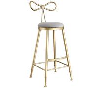 ZBZFGE Velvet Bar Stools Counter Island Height Barstools with Bow Back, Metal Legs, Upholstered Seat Kitchen Chair for Home Bar Office Dining Room (Gray-1ps)