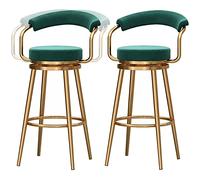 ZBZFGE Velvet Bar ° Swivel Counter Height Stools, Barstools with Backs Tall Kitchen Chairs for Pub Cafe Bar(330LBS) (Green-2ps,65cm)