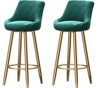 ZBZFGE Velvet Barstools, Counter Stool LBS Set of 2, Tall Bar Stools for Kitchen Island Pub Living Room (Green,75CM)
