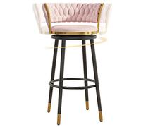 ZBZFGE Velvet Barstools with Degree Swivel Seat Top and Metal Legs, Iron Counter Height Stools for Kitchen Counter,Home Bar,Dining Room, 300lbs (Pink-1ps,75cm)