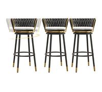 ZBZFGE Velvet Barstools with Degree Swivel Seat Top and Metal Legs, Iron Counter Height Stools for Kitchen Counter,Home Bar,Dining Room, 300lbs (Gray-3ps,75cm)