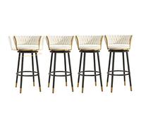 ZBZFGE Velvet Barstools with Degree Swivel Seat Top and Metal Legs, Iron Counter Height Stools for Kitchen Counter,Home Bar,Dining Room, 300lbs (White-4ps,75cm)