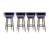 ZBZFGE Velvet Barstools with Degree Swivel Seat Top and Metal Legs, Iron Counter Height Stools for Kitchen Counter,Home Bar,Dining Room, 300lbs (Blue-4ps,75cm)
