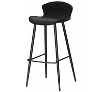 ZBZFGE Velvet Counter Height Bar with Back, Metal Legs and Footrest 26/30in Tall Stools Upholstered Island Kitchen Stool Dining Chairs (Black-1ps,65cm/26in)