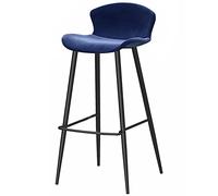 ZBZFGE Velvet Counter Height Bar with Back, Metal Legs and Footrest 26/30in Tall Stools Upholstered Island Kitchen Stool Dining Chairs (Blue-1ps,65cm/26in)