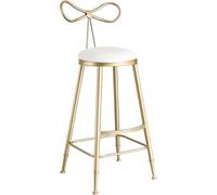 ZBZFGE Velvet Counter Stool, Ribbon Backrest Stools with Gold Metal Legs and Footrest, 75cm Sitting Height Kitchen Island, Cafe, Pub Bar Chairs (White-1ps)