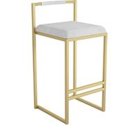 ZBZFGE Velvet Height 26/30” Counter Stools with Footrest and Gold Metal Legs, Upholstered Bar Chairs for Kitchen Pub Coffee (White-1ps,75cm)