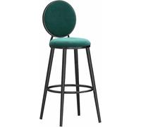 ZBZFGE Velvet Stools, 26/30in Counter Height Barstools with Round Back and Footrest, Bar Chairs for Pub Coffee Home Dinning Kitchen Island, 300lbs (Green-1ps,75cm)