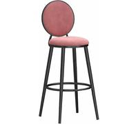 ZBZFGE Velvet Stools, 26/30in Counter Height Barstools with Round Back and Footrest, Bar Chairs for Pub Coffee Home Dinning Kitchen Island, 300lbs (Pink-1ps,65cm)