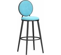 ZBZFGE Velvet Stools, 26/30in Counter Height Barstools with Round Back and Footrest, Bar Chairs for Pub Coffee Home Dinning Kitchen Island, 300lbs (Light Blue-1ps,65cm)