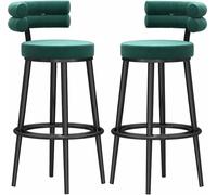 ZBZFGE Velvet Stools,Counter Heigh Stools Back, 330 LB Barstool Kitchen Island, Upholstered Pub with Footrest, Dining Chairs for Bar (Green-2ps,75cm)
