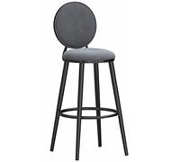 ZBZFGE Velvet Stools, Counter Height Barstools with Round Back and Footrest, Bar Chairs for Pub Coffee Home Dinning Kitchen Island, 300lbs (Gray-1ps,75cm)