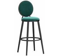 ZBZFGE Velvet Stools, Counter Height Barstools with Round Back and Footrest, Bar Chairs for Pub Coffee Home Dinning Kitchen Island, 300lbs (Green-1ps,65cm)