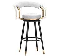 ZBZFGE Velvet Stools, Counter Height Degree Swivel Bar with Back and Footrest, Kitchen Pub Coffee Home Dinning Island Barstools Chairs, 300lbs (White-1ps,75cm/30in)