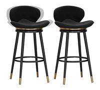 ZBZFGE ° Velvet Swivel Bar Stools with Back and Footrest, 26/30in Barstools, Kitchen Island Pub Living Room Dining Counter Height Stool (Black-2ps,75cm/30in)
