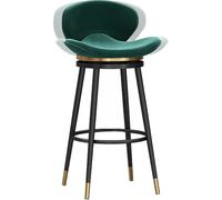 ZBZFGE ° Velvet Swivel Bar Stools with Back and Footrest, 26/30in Barstools, Kitchen Island Pub Living Room Dining Counter Height Stool (Green-1ps,75cm)