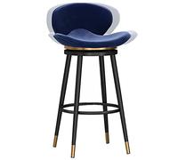 ZBZFGE ° Velvet Swivel Bar Stools with Back and Footrest, 26/30in Barstools, Kitchen Island Pub Living Room Dining Counter Height Stool (Blue-1ps,75cm/30in)