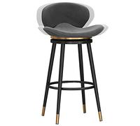 ZBZFGE ° Velvet Swivel Bar Stools with Back and Footrest, 26/30in Barstools, Kitchen Island Pub Living Room Dining Counter Height Stool (Gray-1ps,65cm/26in)