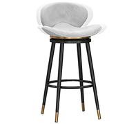 ZBZFGE ° Velvet Swivel Bar Stools with Back and Footrest, 26/30in Barstools, Kitchen Island Pub Living Room Dining Counter Height Stool (White-1ps,65cm/26in)
