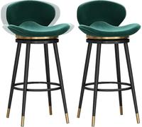 ZBZFGE ° Velvet Swivel Bar Stools with Back and Footrest, 26/30in Barstools, Kitchen Island Pub Living Room Dining Counter Height Stool (Green-2ps,65cm)