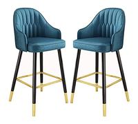 ZBZFGE ° Velvet Swivel Bar Stools with Back and Footrest, 26/30in Barstools, Kitchen Island Pub Living Room Dining Counter Height Stool (Blue-2ps,75cm/30in)