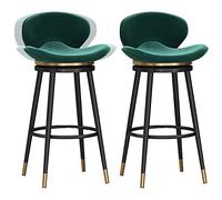 ZBZFGE ° Velvet Swivel Bar Stools with Back and Footrest, 26/30in Barstools, Kitchen Island Pub Living Room Dining Counter Height Stool (Green-2ps,65cm/26in)