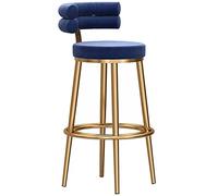 ZBZFGE Velvet Upholstered Breakfast Seat Height 26/30Inches, Assembly, Tall Stools for Dining Room Kitchen Counter Bar, Rustic (Blue-1ps,75cm/30in)