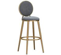 ZBZFGE Velvet Upholstered Breakfast with Footrest, 26/30Inches, Assembly, Tall Stools for Dining Room Kitchen Counter Bar (Gray-1ps,75cm)