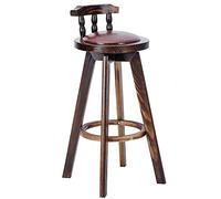 ZBZFGE Vintage Bar Stools, PU Leather Upholstered Seat Barstools with Back, Tall Stools for Kitchen Island, Pub, and Bistro, Restaurant, Solid Wood Leg (Brown-1ps,73cm)