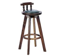 ZBZFGE Vintage Bar Stools, PU Leather Upholstered Seat Barstools with Back, Tall Stools for Kitchen Island, Pub, and Bistro, Restaurant, Solid Wood Leg (Green-1ps,73cm)