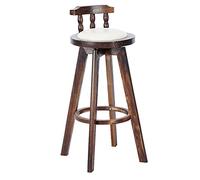 ZBZFGE Vintage Bar Stools, PU Leather Upholstered Seat Barstools with Back, Tall Stools for Kitchen Island, Pub, and Bistro, Restaurant, Solid Wood Leg (White-1ps,73cm)