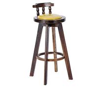 ZBZFGE Vintage Bar Stools, PU Leather Upholstered Seat Barstools with Back, Tall Stools for Kitchen Island, Pub, and Bistro, Restaurant, Solid Wood Leg (Yellow-1ps,73cm)