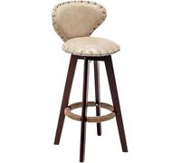 ZBZFGE Vintage Bar Stools ° Swivel Barstools with Back and Footrest, PU Leather Upholstered Counter Height Pub Coffee Kitchen Island Tall Stool (Beige-Brown Legs,70CM)