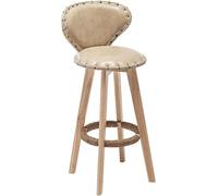 ZBZFGE Vintage Bar Stools ° Swivel Barstools with Back and Footrest, PU Leather Upholstered Counter Height Pub Coffee Kitchen Island Tall Stool (Beige-Wood Legs,70CM)