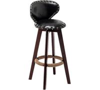 ZBZFGE Vintage Bar Stools ° Swivel Barstools with Back and Footrest, PU Leather Upholstered Counter Height Pub Coffee Kitchen Island Tall Stool (Black-Brown Legs,70CM)