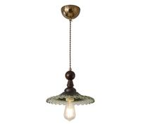 ZBZFGE Vintage Bedroom Green Glass Light Fixture Antique Wood Farmhouse Hanging Lamp Mid Century Nordic Kitchen Island Chandelier for Living Room Bedside Dining Table