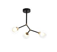 ZBZFGE Vintage Black 3-Lights Metal Chandelier Spherical Glass During Light Irregular Metal Chrome Finish Ceiling Lamp For Kitchen Sink Bar-Black and in The cov（Black-59 * 45cm）