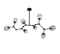 ZBZFGE Vintage Bubble Glass Chandelier 9-Lights Irregular Metal During Light Adjustable Unique Hanging Light for Kitchen Island Dining Room-Gradient Blue Black 8 Heads