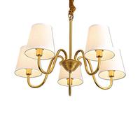ZBZFGE Vintage Gold Brass 5-Lights Chandelier Unique Flared Fabric Shade During Light Unique Metal Gooseneck Ceiling Lamp for Living Room Hallway-Copper 5 Head