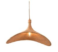 ZBZFGE Vintage Kitchen 14 Inch Large Dome Hanging Lamp Farmhouse Rustic Wicker Ceiling Light Boho Rattan Chandelier for Dining Room Island Desk Restaurant/43Cm Diameter