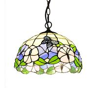ZBZFGE Vintage Pastoral Stained Glass Flowers Butterfly Shade 12 Inch Style Pendant Lamp Restaurant Living Room Ceiling Hanging Light Fixture,H,A
